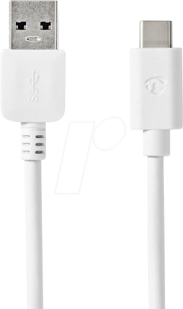 NEDIS CCGW61600WT20 USB-A-USB-C-kaapeli, valkoinen, 2 metri ryhmässä Kotihifi / Kaapelit / Digitaaliset kaapelit osoitteessa BRL (176CCGW61600WT20)