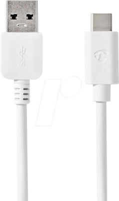 NEDIS CCGW61600WT10 USB-A-USB-C-kaapeli, valkoinen, 1 metri