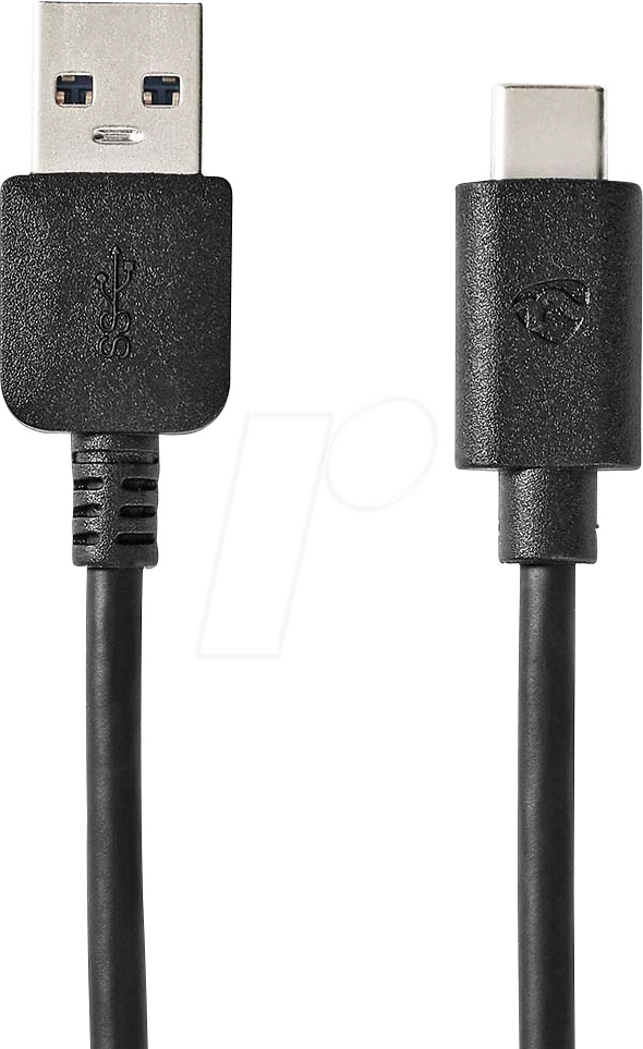 NEDIS CCGW61600BK20 USB-A-USB-C-kaapeli, musta, 2 metriä