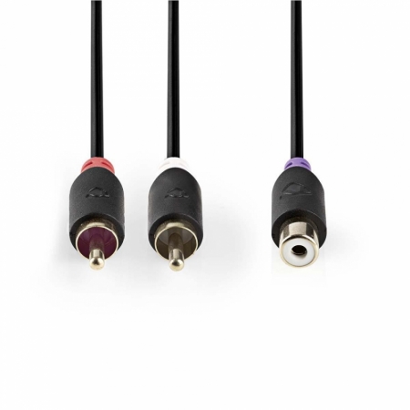 Nedis Y-splitt 2x RCA hanar till 1x RCA hone, 0,2m ryhmässä Kotihifi / Kaapelit / Subwooferkaapelit @ BRL Electronics (176CABW24020AT02)