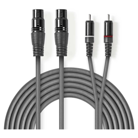 Nedis XLR-kaapeli, XLR naaras - RCA uros 3 m ryhmässä Kotihifi / Kaapelit / Analogiset kaapelit osoitteessa BRL (176COTH15230GY30)
