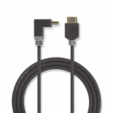 Nedis höghastighets HDMI-kabel med vinklad kontakt, 2m ryhmässä Kotihifi / Kaapelit / HDMI @ BRL (176CVBW34200AT20)
