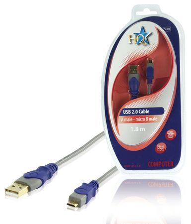 USB kabel 2.0 A hane - micro USB 1.8m ryhmässä Kotihifi / Kaapelit / Digitaaliset kaapelit @ BRL Electronics (176HQSC01618)