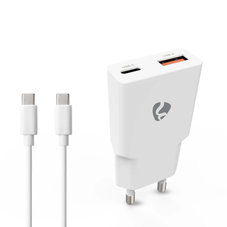Nedis-seinälaturi USB-C-kaapelilla 20 W 1x USB-C 1x USB-A, valkoinen ryhmässä Autohifi / Älypuhelin autossa / Tarvikkeet osoitteessa BRL (176WCHA20WTUC)
