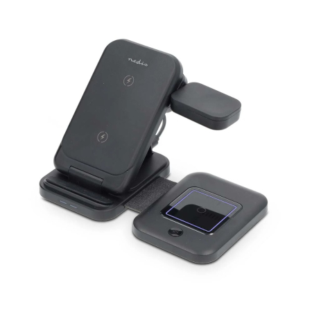 NEDIS WDCHAQ15W210BK langaton 3-in-1-laturi, musta/hopea ryhmässä Autohifi / Älypuhelin autossa / Langaton lataus osoitteessa BRL (176WDCHAQ15W210BK)