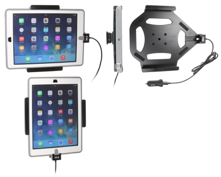 Brodit Aktiivinen pidike USB-kaapelilla ja tupakansytyttimen adapterilla, Apple iPad 5th Gen (A1822, A1823)/9.7 6th Gen (A1893, A1954)/9.7 New/Air (A1474, A1475, A1476) ryhmässä Autohifi / Älypuhelin autossa / Älypuhelimen pidikkeet @ BRL (240521600)
