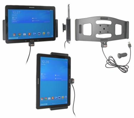 Brodit Aktiivinen pidike USB-kaapelilla ja tupakansytyttimen adapterilla, Samsung Galaxy Tab PRO 10.1 LTE SM-T525/SM-T520 ryhmässä Autohifi / Älypuhelin autossa / Älypuhelimen pidikkeet @ BRL (240521608)