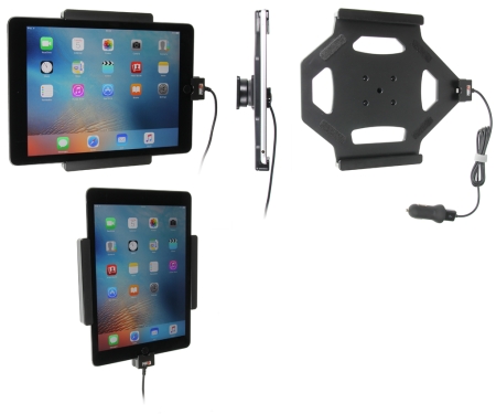 Brodit Aktiivinen pidike USB-kaapelilla ja tupakansytyttimen adapterilla, Apple iPad Air 2 (A1566, A1567)/Pro 9.7 (A1673, A1674, A1675) ryhmässä Autohifi / Älypuhelin autossa / Älypuhelimen pidikkeet @ BRL (240521684)