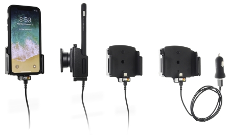 Brodit Aktiivinen pidike USB-kaapelilla ja tupakansytytin-adapterilla, Apple iPhone 11/11 Pro/X/XR/Xs ryhmässä Autohifi / Älypuhelin autossa / Älypuhelimen pidikkeet @ BRL (240721013)