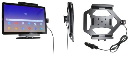 Brodit Aktiivinen pidike USB-kaapelilla ja tupakansytyttimen adapterilla, Samsung Galaxy Tab S4 10.5 SM-T830/SM-T835  ryhmässä Autohifi / Älypuhelin autossa / Älypuhelimen pidikkeet @ BRL (240721077)
