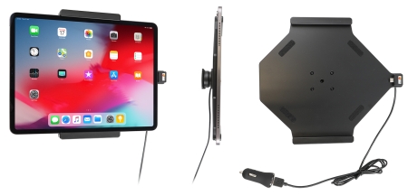 Brodit Aktiv-teline USB-kaapelilla ja tupakansytyttimen adapterilla, Apple iPad Air 13 2024  (A2898, A2899, A2900)/Air 13 2025 M3 (A3268, A3268, A2371)/Pro 12,9 2018 (A1876, A1895, A1983, A2014)/Pro 12.9 2020 (A2069, A2232, A2229)/Pro 12.9 5th Gen 2021 (A ryhmässä Autohifi / Älypuhelin autossa / Älypuhelimen pidikkeet @ BRL (240721095)