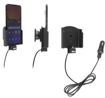 Brodit Aktiivinen pidike USB-kaapelilla ja tupakansytyttimen adapterilla, Samsung Galaxy A10 (SM-A105)  ryhmässä Autohifi / Älypuhelin autossa / Älypuhelimen pidikkeet @ BRL (240721139)