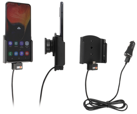 Brodit Aktiivinen pidike USB-kaapelilla ja tupakansytyttimen adapterilla, Samsung Galaxy A50 (SM-A505)  ryhmässä Autohifi / Älypuhelin autossa / Älypuhelimen pidikkeet @ BRL (240721142)
