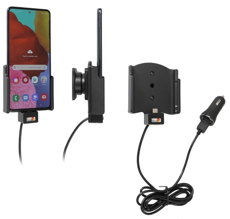 Brodit Aktiivinen pidike USB-kaapelilla ja tupakansytytinadapterilla, Samsung Galaxy A51 SM-A515F/DSN  ryhmässä Autohifi / Älypuhelin autossa / Älypuhelimen pidikkeet @ BRL (240721206)
