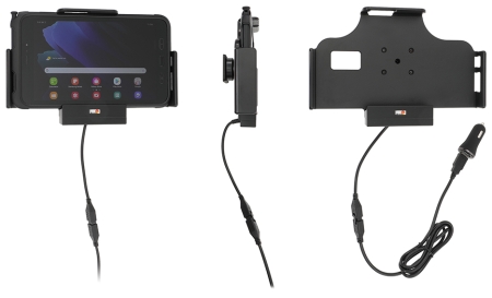 Brodit Aktiv-teline USB-kaapelilla ja tupakansytyttimen adapterilla, Samsung Galaxy Tab Active 2 SM-T390/SM-T395/3 SM-T570/SM-T575 ryhmässä Autohifi / Älypuhelin autossa / Älypuhelimen pidikkeet @ BRL (240721224)