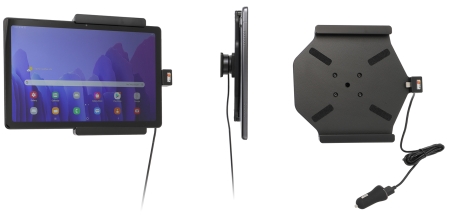Brodit Aktiv-teline USB-kaapelilla ja tupakansytyttimen adapterilla, Samsung Galaxy Tab A7 10.4 (2020) SM-T500/SM-T505  ryhmässä Autohifi / Älypuhelin autossa / Älypuhelimen pidikkeet @ BRL (240721229)