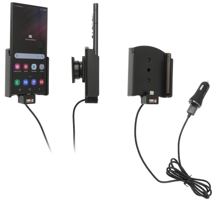 Brodit Aktiivinen pidike USB-kaapelilla ja tupakansytyttimen adapterilla, Samsung Galaxy S22 Ultra 5G (SM-S908B/SM-S908B/DS)  ryhmässä Autohifi / Älypuhelin autossa / Älypuhelimen pidikkeet @ BRL (240721291)