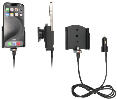 Brodit aktiivinen pidike USB-kaapelilla ja tupakansytyttimen adapterilla, Apple iPhone 15/15 Pro ryhmässä Autohifi / Älypuhelin autossa / Älypuhelimen pidikkeet @ BRL (240721369)