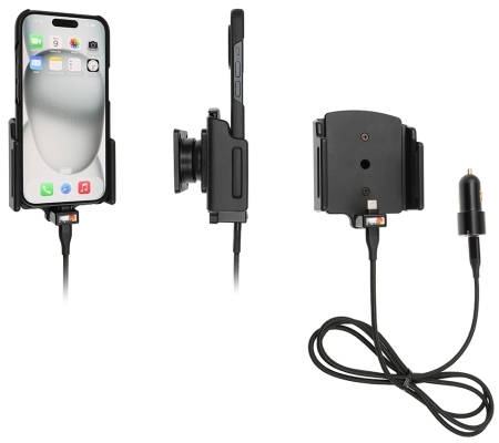 Brodit aktiivinen pidike USB-kaapelilla ja tupakansytyttimen adapterilla, Apple iPhone 15/15 Pro/16/16 Pro/16e ryhmässä Autohifi / Älypuhelin autossa / Älypuhelimen pidikkeet @ BRL (240721370)