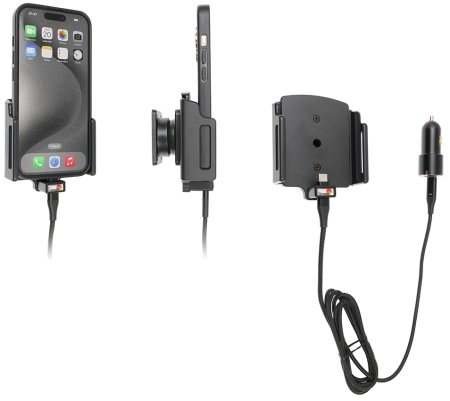 Brodit aktiivinen pidike USB-kaapelilla ja tupakansytyttimen adapterilla, Apple iPhone 15/15 Pro/16/16 Pro/16e ryhmässä Autohifi / Älypuhelin autossa / Älypuhelimen pidikkeet @ BRL (240721376)