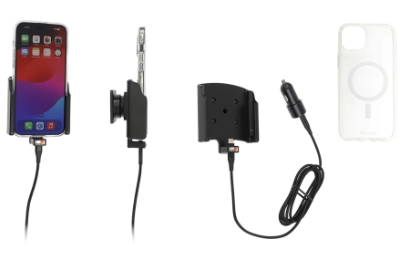 Brodit Mobiliskal aktiivisella pidikkeellä ja autolaturilla, Apple iPhone 15 Plus  ryhmässä Autohifi / Älypuhelin autossa / Älypuhelimen pidikkeet @ BRL (240721395)