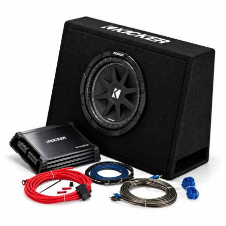Kicker KickPack KKP210, bassopaketti, jossa on matala portattu 10 tuuman subwooferkotelo, vahvistin ja kaapelisarja ryhmässä Pakettiratkaisut / Paketit autoon / Subwooferpaketit osoitteessa BRL (41044KKP210)