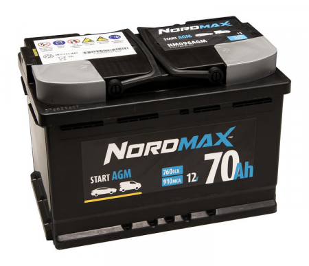 Nordmax AGM-akku, 70Ah / 12V ryhmässä Autohifi / Tarvikkeet / Akut @ BRL Electronics (414NM096AGM)