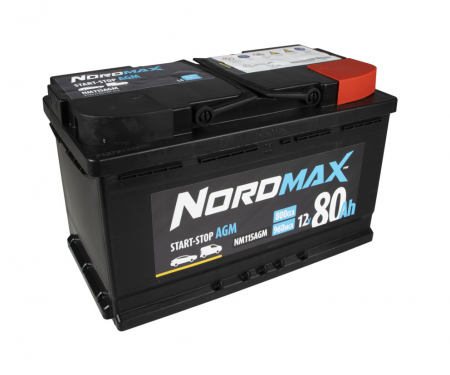 Nordmax AGM-akku, 80Ah / 12V ryhmässä Autohifi / Tarvikkeet / Akut @ BRL Electronics (414NM115AGM)