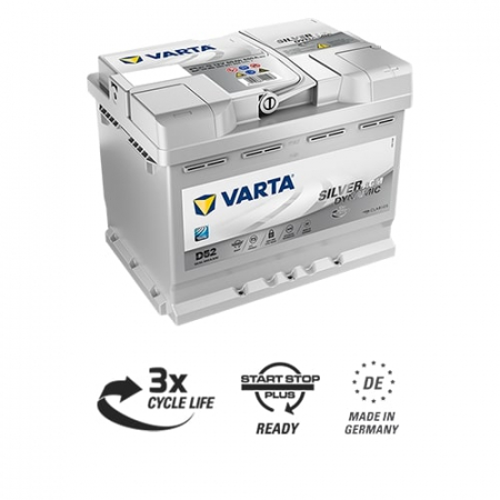 Varta Silver Dynamic AGM 680A 60Ah, startbatteri ryhmässä Autohifi / Tarvikkeet / Akut @ BRL Electronics (418560901068V)