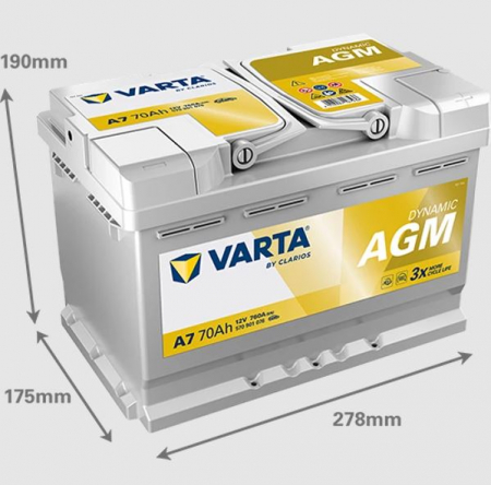 Varta Silver Dynamic AGM 760A 70Ah, startbatteri ryhmässä Autohifi / Tarvikkeet / Akut @ BRL (418570901076V)
