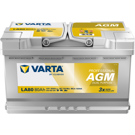 Varta LA80 Dual Purpose AGM 800A 80Ah, käynnistysakku ryhmässä Autohifi / Tarvikkeet / Akut @ BRL Electronics (418LA80)
