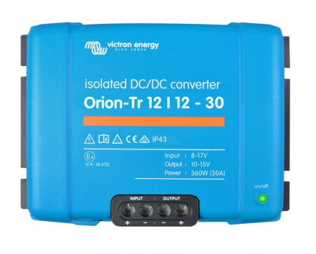 Victron Orion-Tr DC-DC-muunnin, 12V sisään 12V ulos, eristetty 30A ryhmässä Autohifi / Tarvikkeet / Akkulaturit @ BRL Electronics (421VOTR121230IO)