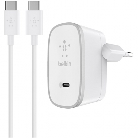 Belkin Väggladdare 15W 3AMP USB-C kabel Vit ryhmässä Kotihifi / Kaapelit / Muut kaapelit ja adapterit @ BRL Electronics (713143793)