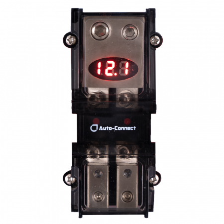 Auto-Connect mini-ANL säkringsblock med voltmätare, 2 st. säkringar ryhmässä Autohifi / Tarvikkeet / Vakuutuskotelo @ BRL (720FB2MANLL2)