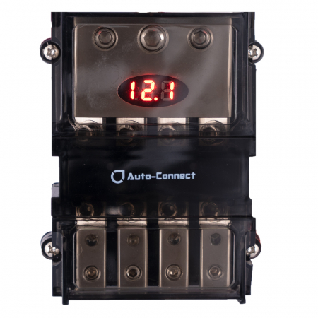 Auto-Connect mini-ANL säkringsblock med voltmätare, 4 st. säkringar ryhmässä Autohifi / Tarvikkeet / Säkringshållare @ BRL Electronics (720FB4MANLL2)