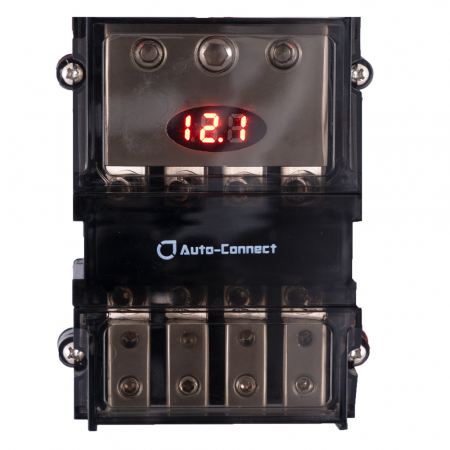 Auto-Connect mini-ANL säkringsblock med voltmätare, 4 st. säkringar ryhmässä Autohifi / Tarvikkeet / Vakuutuskotelo @ BRL Electronics (720FB4MANLL2)
