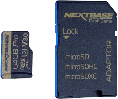 NextBase 64GB U3 Micro SD kort med adapter ryhmässä Autohifi / Tarvikkeet / Kojelautakamerat @ BRL Electronics (750SD64GBU03)