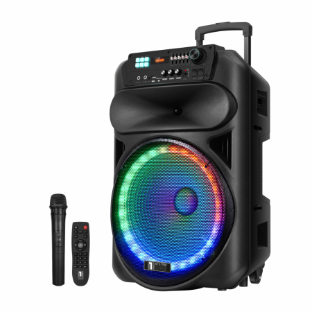 System One PartyBox 120 partyhögtalare med mikrofon och Bluetooth ryhmässä Kotihifi / Kaiuttimet / Juhlakaiuttimet @ BRL Electronics (815PB120B)