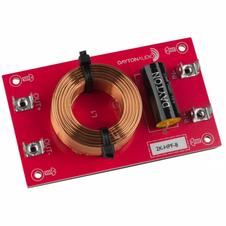 Dayton Audio Högpassfilter 12dB/okt 8ohm, styck ryhmässä Kotihifi / Rakenna itse / Jakosuotimet @ BRL Electronics (860HPF8r)