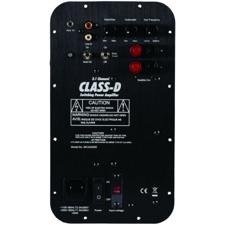 Dayton Audio MCA2250 2.1-förstärkare ryhmässä Kotihifi / Vahvistimet / Monihuone ja vyöhykevalitsimet @ BRL (860MCA2250E)