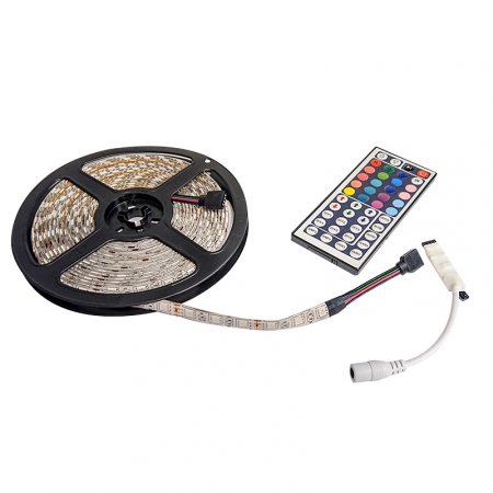 LED tape 5m RGB-kit 12v/220v med fjärrkontroll ryhmässä Autohifi / LED-valaistus / LED-valot / LED- ja diodinauhat @ BRL Electronics (871LEDRGBKIT)