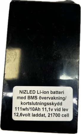 Li-ion batteri 12,6 (11,1) volt 10Ah med BMS, (batteri till E30D/E60D lampan) ryhmässä Autohifi / LED-valaistus / Enduro / Akut @ BRL Electronics (871LIION1011V)