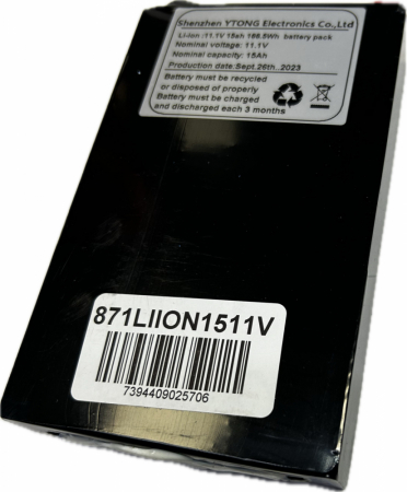 Li-ion batteri 12,6 (11,1v) 15Ah (BMS), (till E30/E60/E30D/E60D lampan) ryhmässä Autohifi / LED-valaistus / Enduro / Mikä sopii moottoripyörääni / Beta / 2020- / 2-tahti @ BRL Electronics (871LIION1511V)