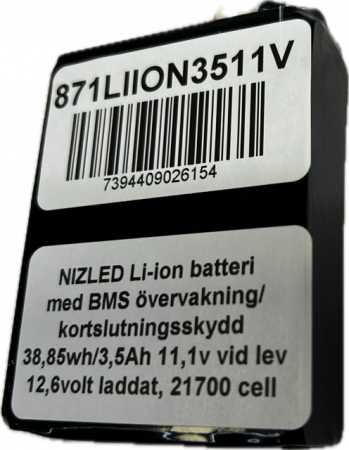 Li-ion batteri 12,6 (11,1) volt 3,5Ah med BMS till E30D/E60D ryhmässä Autohifi / LED-valaistus / Enduro / Akut @ BRL Electronics (871LIION3511V)