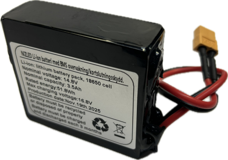 Li-ion batteri 14,8v (16,8) volt 3,5Ah med BMS, (batteri till E406k/E405k (E40F) lampan) ryhmässä Autohifi / LED-valaistus / Enduro / Mikä sopii moottoripyörääni / Stark Varg / 2023- @ BRL (871LIION35SLIM)