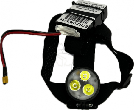 Pannbands-kit 1x30w med depåknapp på lampan LED li-ion 3,5 Ah ryhmässä Autohifi / LED-valaistus / Enduro / Hjälmkit & lampkåpor @ BRL Electronics (871PANNKITT335)