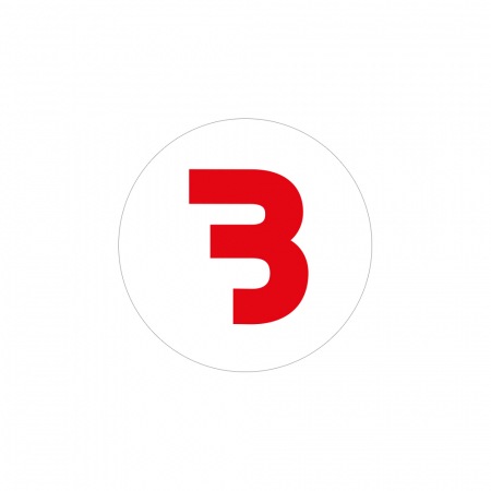 Bass Habit B-klistermärke 7x7cm, vit och röd ryhmässä Autohifi / Tarvikkeet / Merchandise @ BRL Electronics (899BROUNDFW)