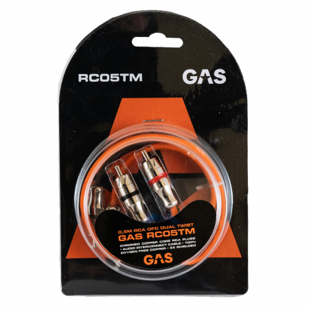 GAS RC05TM dubbelskärmad RCA-kabel, 0.5 meter ryhmässä Autohifi / Kaapelit / Matalatasokaapelit  @ BRL Electronics (910RC05TM)