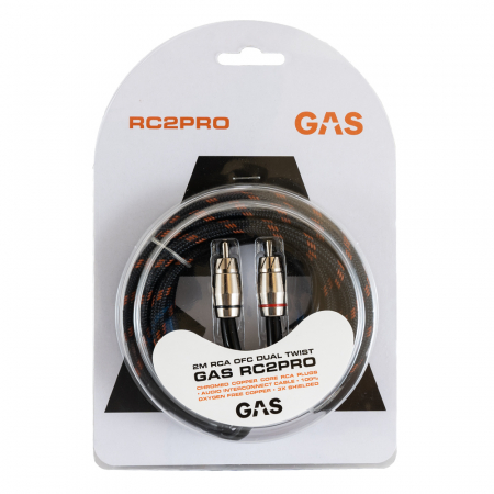 GAS RC2PRO trippelskärmad RCA-kabel, 2 meter ryhmässä Autohifi / Kaapelit / Matalatasokaapelit  @ BRL Electronics (910RC2PRO)