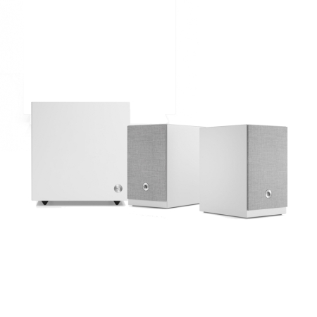 Audio Pro A28 W valkoisena SW-5:n kanssa, aktiivinen 2.1 kaiutinpaketti ryhmässä Pakettiratkaisut / Paketit kotiin / Stereopaketit @ BRL (SETA28WPKT2)